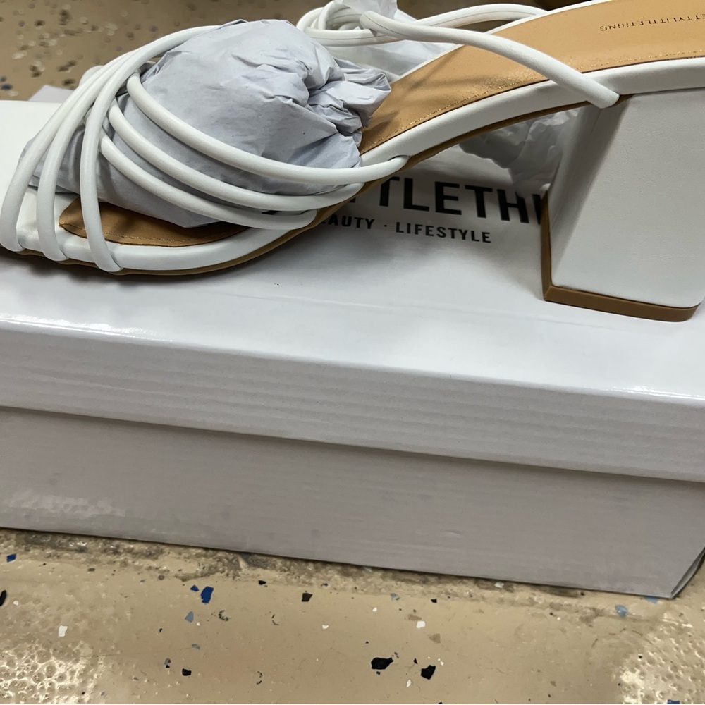 PrettyLittleThing White Block Heel Sandals